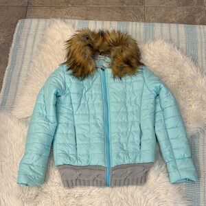 Military Hippie Puffer Jacket with Faux Fur Collar